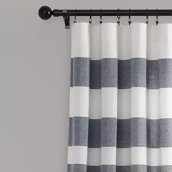 Outlet Kirklands Home Navy Cape Cod Stripe Curtain Panel Set, 84 in.