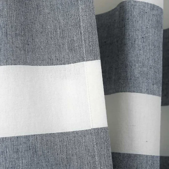 Outlet Kirklands Home Navy Cape Cod Stripe Curtain Panel Set, 84 in.