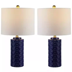 Discount Kirklands Home Navy Ceramic Motif Table Lamps, Set of 2 Blue