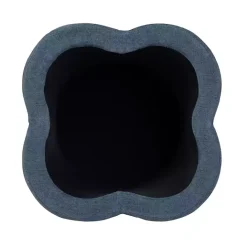 Kirklands Home Navy Chenille Flower Storage Ottoman Blue