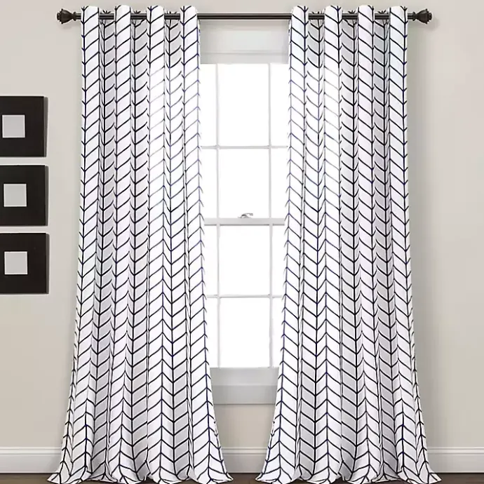 Outlet Kirklands Home Navy Chevron 2-pc. Panel Curtain Set, 84 in.