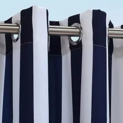 New Kirklands Home Navy Coastal Stripe Outdoor Curtain Panel, 96 in.
