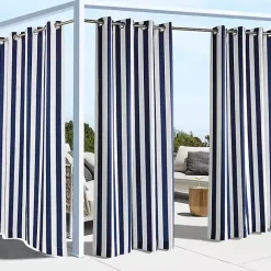 Hot Kirklands Home Navy Coastal Stripe Outdoor Curtain Panel, 108 in.