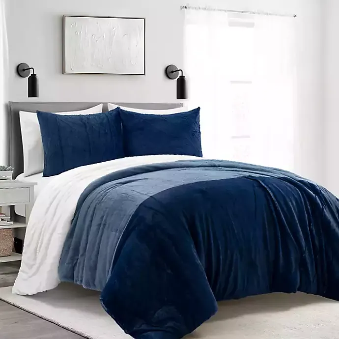 Discount Kirklands Home Navy Color Block 3-pc. King Comforter Set Blue