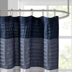 Clearance Kirklands Home Navy Colorblock Silky Shower Curtain Blue