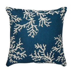 New Kirklands Home Navy Coral Woven Outdoor Throw Pillow