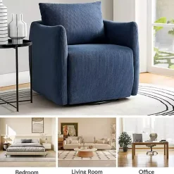 Hot Kirklands Home Navy Corduroy Swivel Accent Chair Blue