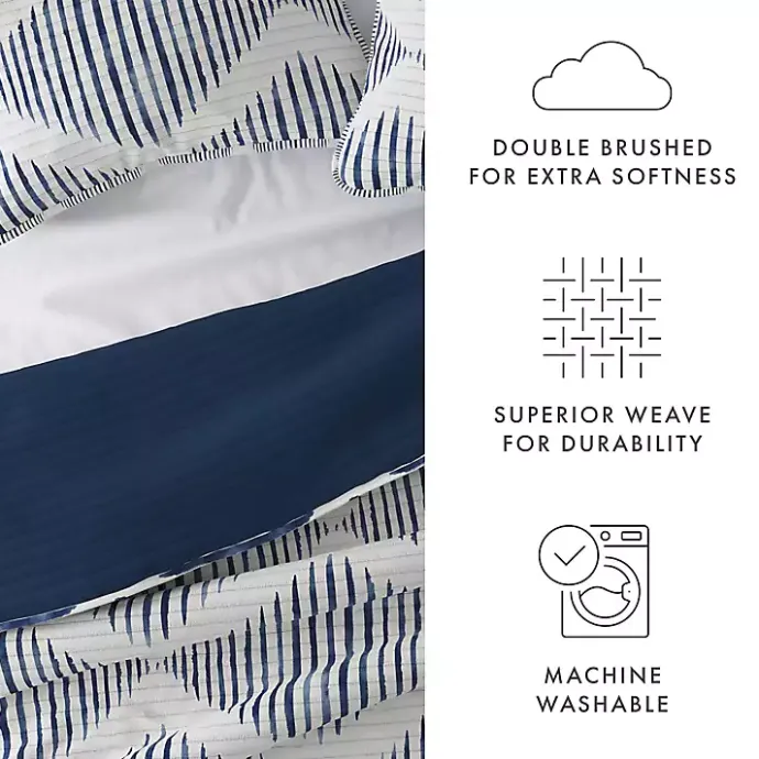 New Kirklands Home Navy Diamond Line Reversible 3-pc. King Quilt Set