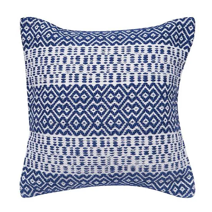 Kirklands Home Navy Diamond Stripe Indoor/Outdoor Pillow Blue