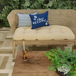 Outlet Kirklands Home Navy Dogs Welcome Outdoor Lumbar Pillow