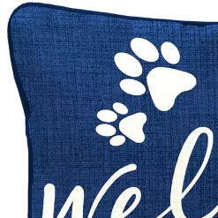 Outlet Kirklands Home Navy Dogs Welcome Outdoor Lumbar Pillow