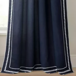 Sale Kirklands Home Navy Embroidered Ric Rac Curtain Panel, 84 in. Blue