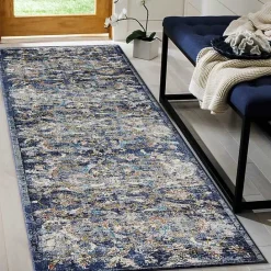 Outlet Kirklands Home Navy Faded Floral Area Rug, 2x9