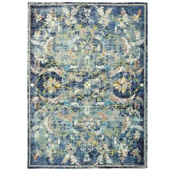 Kirklands Home Navy Faded Floral Area Rug, 8x10
