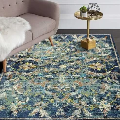 Kirklands Home Navy Faded Floral Area Rug, 8x10