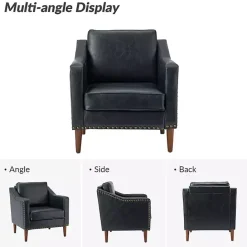 Kirklands Home Navy Faux Leather Bonita Accent Chair Blue