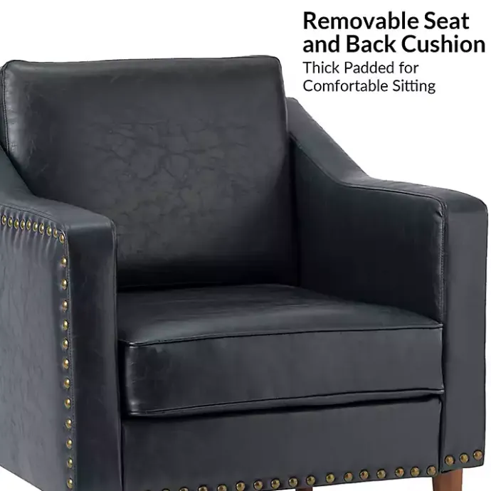 Kirklands Home Navy Faux Leather Bonita Accent Chair Blue