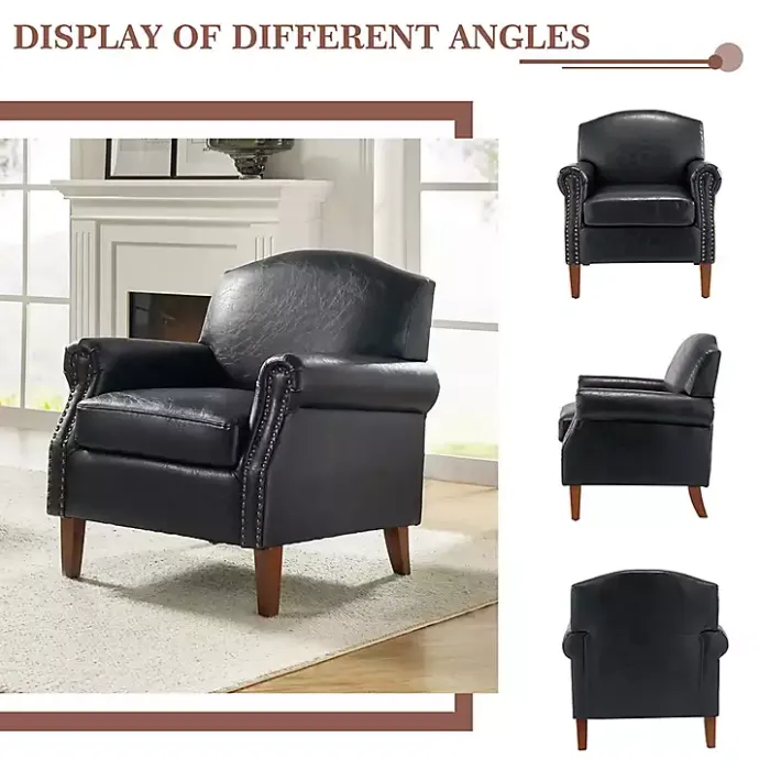 Kirklands Home Navy Faux Leather Nailhead Taylor Armchair Blue