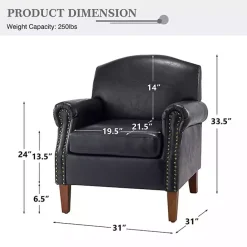 Kirklands Home Navy Faux Leather Nailhead Taylor Armchair Blue