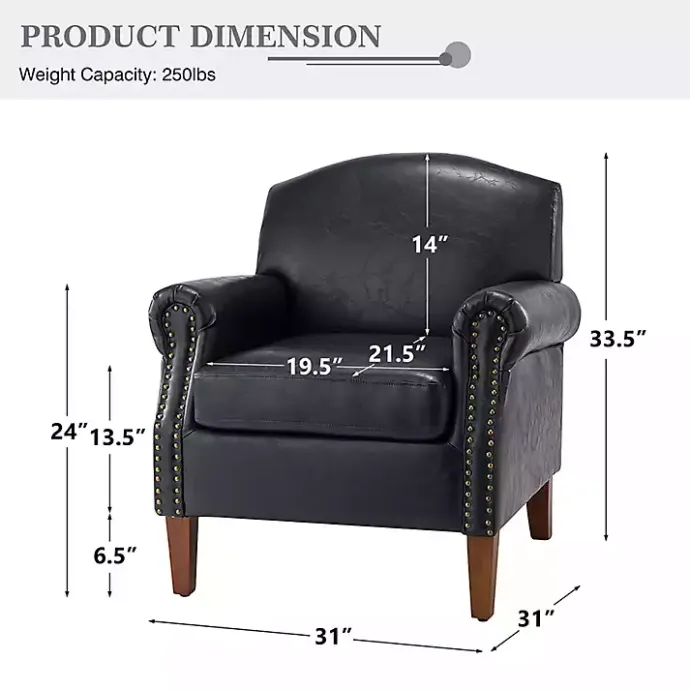 Kirklands Home Navy Faux Leather Nailhead Taylor Armchair Blue