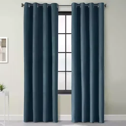 Sale Kirklands Home Navy Faux Suede Blackout Curtain Panel, 84 in. Blue
