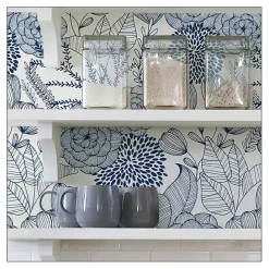 Sale Kirklands Home Navy Floral Garden Peel & Stick Wallpaper Blue