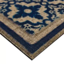 Discount Kirklands Home Navy Floral Pattern Doormat