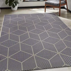 Clearance Kirklands Home Navy Geometric Washable Area Rug, 5x7 Blue