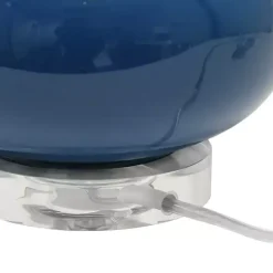 Hot Kirklands Home Navy Glass Short Oval Table Lamp Blue