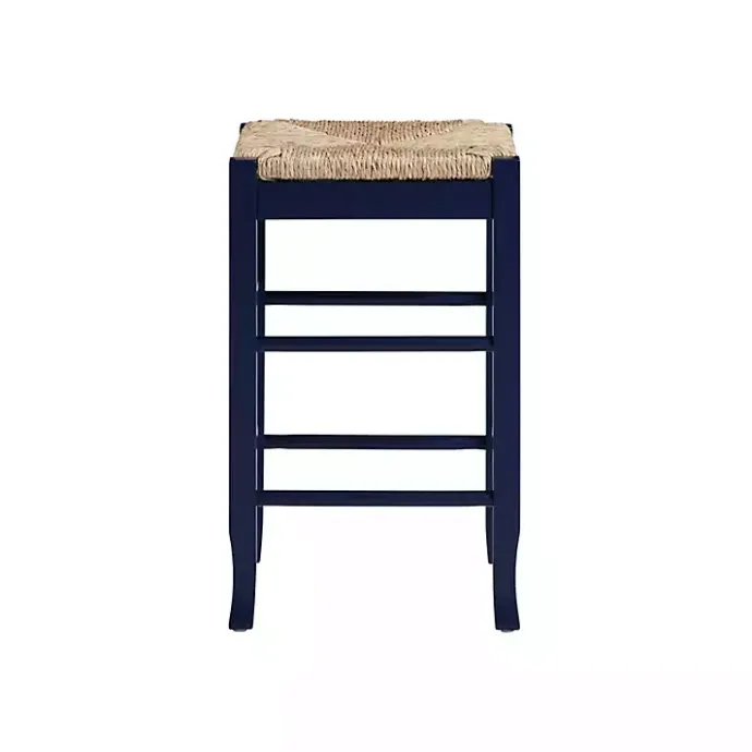 Outlet Kirklands Home Navy Handwoven Square Wooden Counter Stool Blue