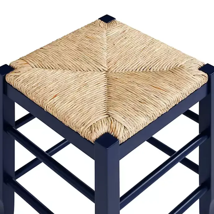 Outlet Kirklands Home Navy Handwoven Square Wooden Counter Stool Blue