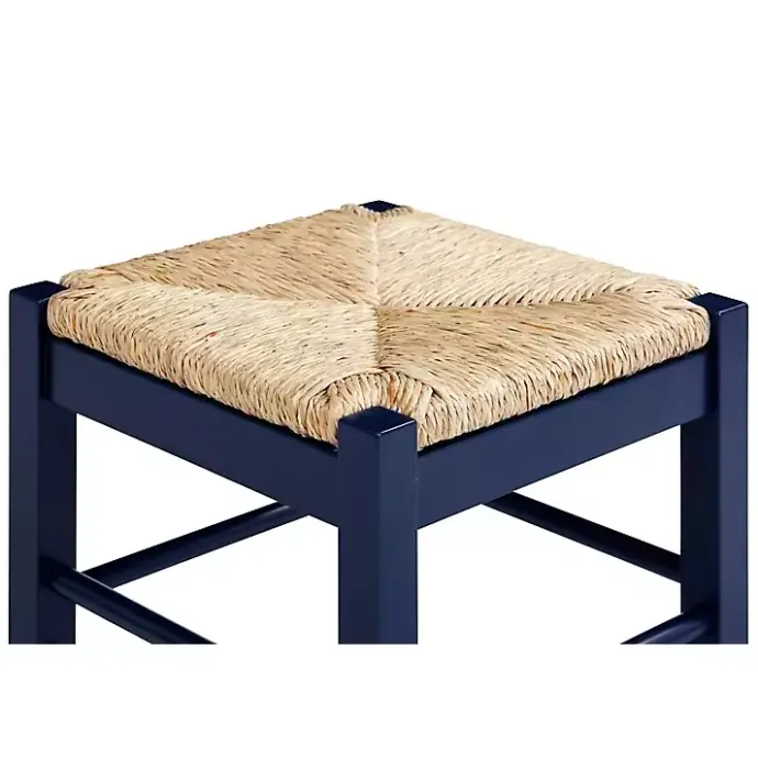 Outlet Kirklands Home Navy Handwoven Square Wooden Counter Stool Blue