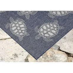 New Kirklands Home Navy Harrison Turtle Indoor/Outdoor Area Rug, 4x7 Blue