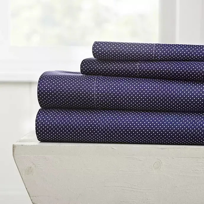 Sale Kirklands Home Navy Hearts 4-pc. Full Sheet Set Blue
