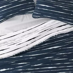 New Kirklands Home Navy Linear Reversible 3-pc. King Quilt Set