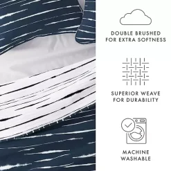 New Kirklands Home Navy Linear Reversible 3-pc. King Quilt Set