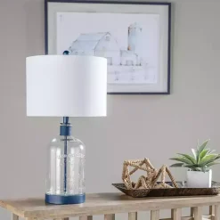 Best Kirklands Home Navy Metal and Glass Jar Table Lamp White