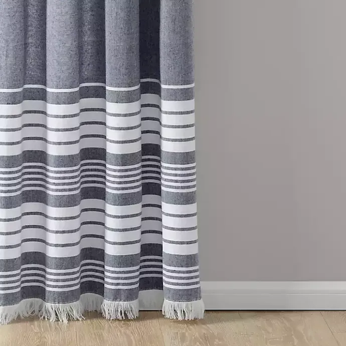 New Kirklands Home Navy Nantucket Fringe Curtain Panel Set, 84 in.