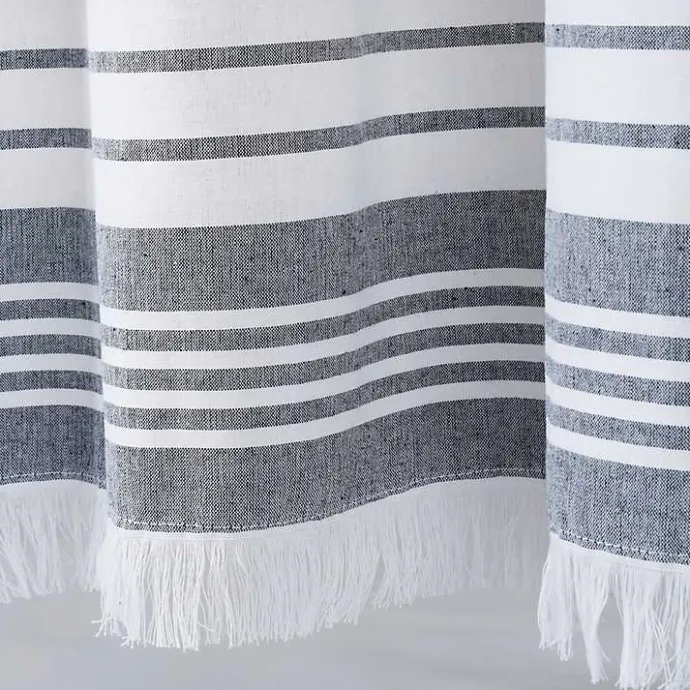 New Kirklands Home Navy Nantucket Fringe Curtain Panel Set, 84 in.