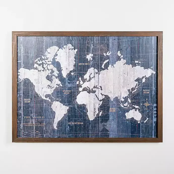 New Kirklands Home Navy Old World Map Framed Art Print