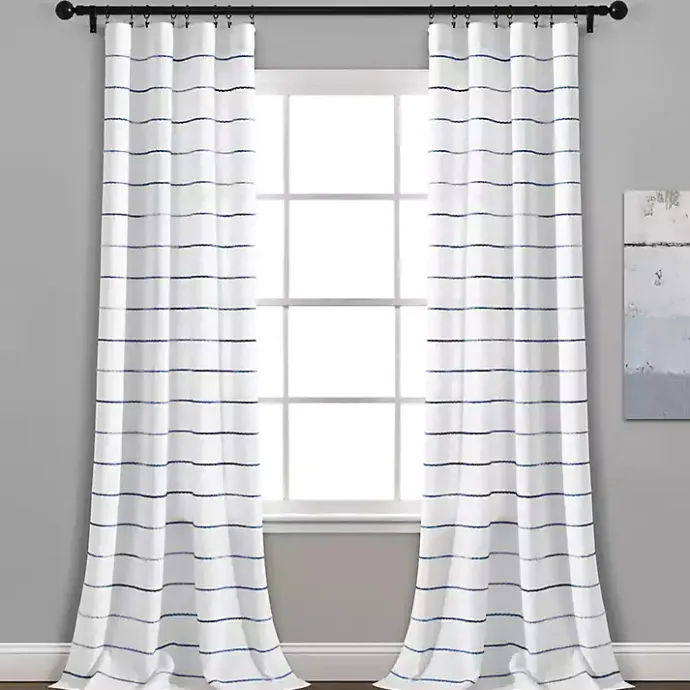 New Kirklands Home Navy Ombre Stripe Curtain Panel Set, 84 in.