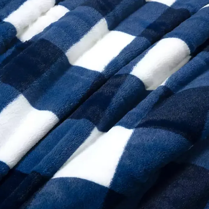 Kirklands Home Navy Plaid Faux Fur 3-pc. King Comforter Set