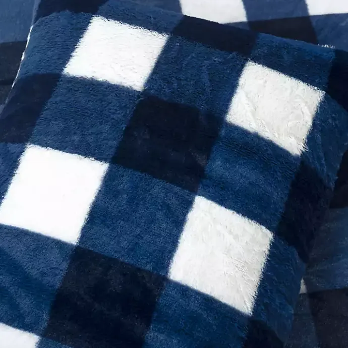 Kirklands Home Navy Plaid Faux Fur 3-pc. King Comforter Set