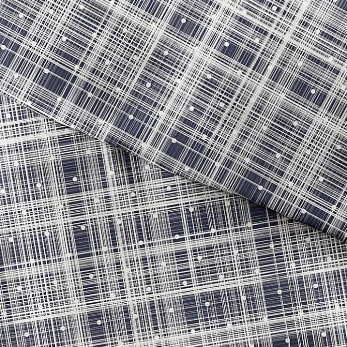 Discount Kirklands Home Navy Plaid Polka Dot 2-pc. Twin Duvet Cover Set