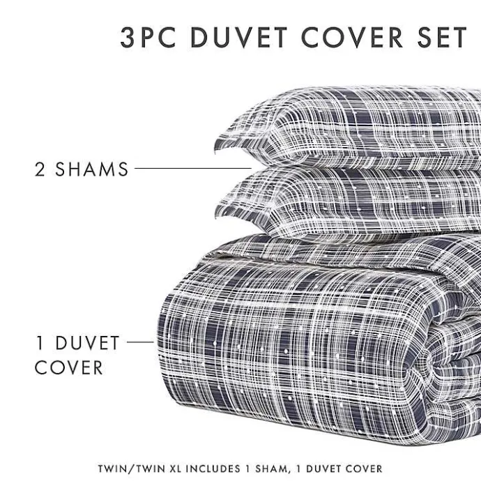 Discount Kirklands Home Navy Plaid Polka Dot 2-pc. Twin Duvet Cover Set