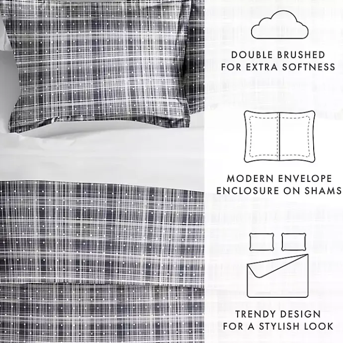 Discount Kirklands Home Navy Plaid Polka Dot 2-pc. Twin Duvet Cover Set