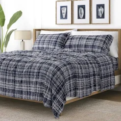 Hot Kirklands Home Navy Plaid Polka Dot 3-pc. Twin Sheet Set Blue