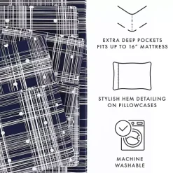 Hot Kirklands Home Navy Plaid Polka Dot 3-pc. Twin Sheet Set Blue