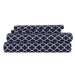 Online Kirklands Home Navy Quatrefoil 3-pc. Twin Sheet Set Blue