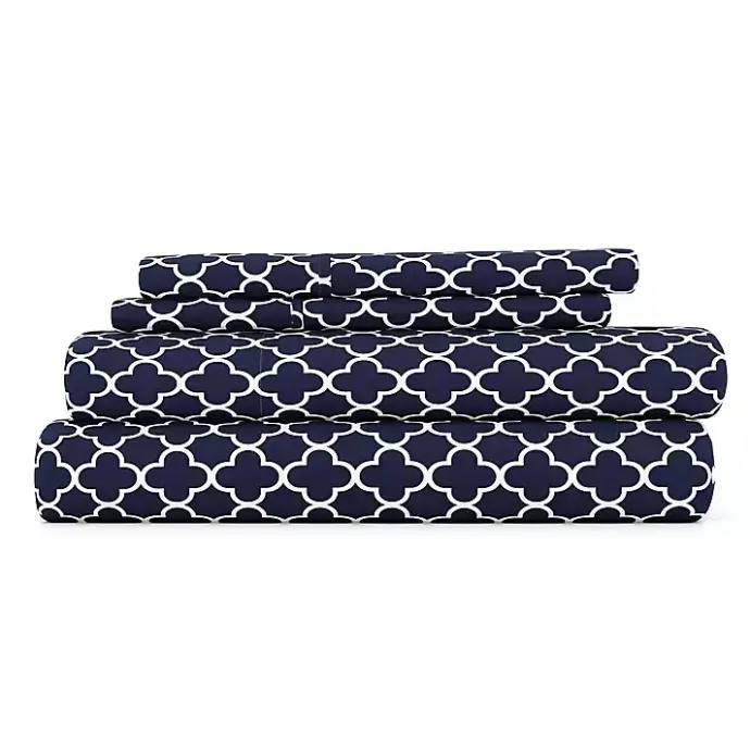 Online Kirklands Home Navy Quatrefoil 3-pc. Twin Sheet Set Blue